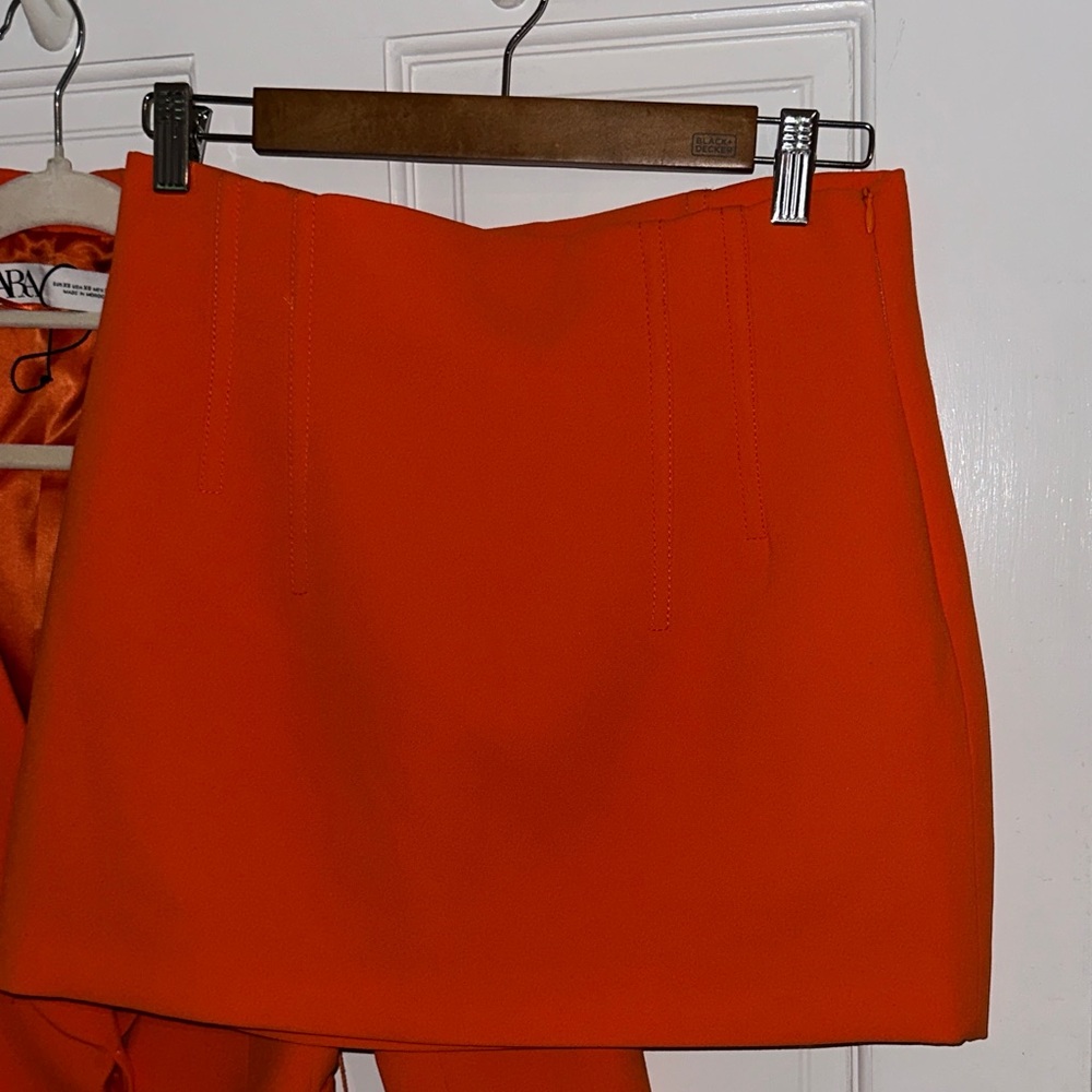 Zara Orange Tie-Waist Blazer with Mini Skirt - Picture 6 of 6